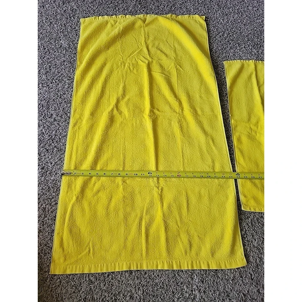 Vintage Fieldcrest Bath And Hand Towel Bright Yellow MADE In USA